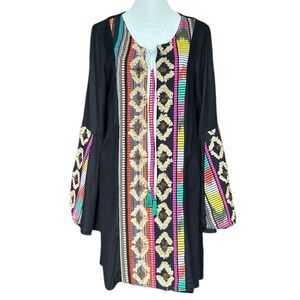 Judith March Black Embroidered Dress Sz M